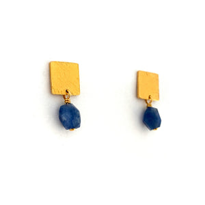 Carved Tab Earrings - Sapphire-Earrings-Heather Guidero-Pistachios