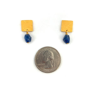 Carved Tab Earrings - Sapphire-Earrings-Heather Guidero-Pistachios