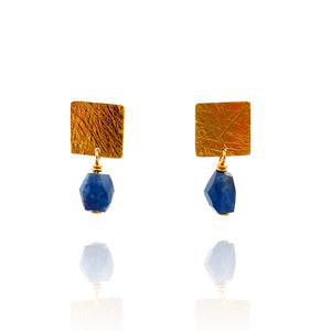 Carved Tab Earrings - Sapphire-Earrings-Heather Guidero-Pistachios