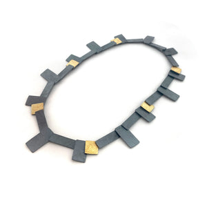 Carved Tab Link Necklace - Sterling Silver & Gold-Necklaces-Heather Guidero-Pistachios