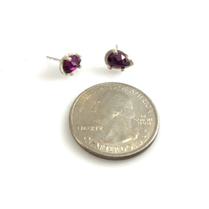 Carved Teardrop Studs - Rhodonite Garnet-Earrings-Heather Guidero-Pistachios