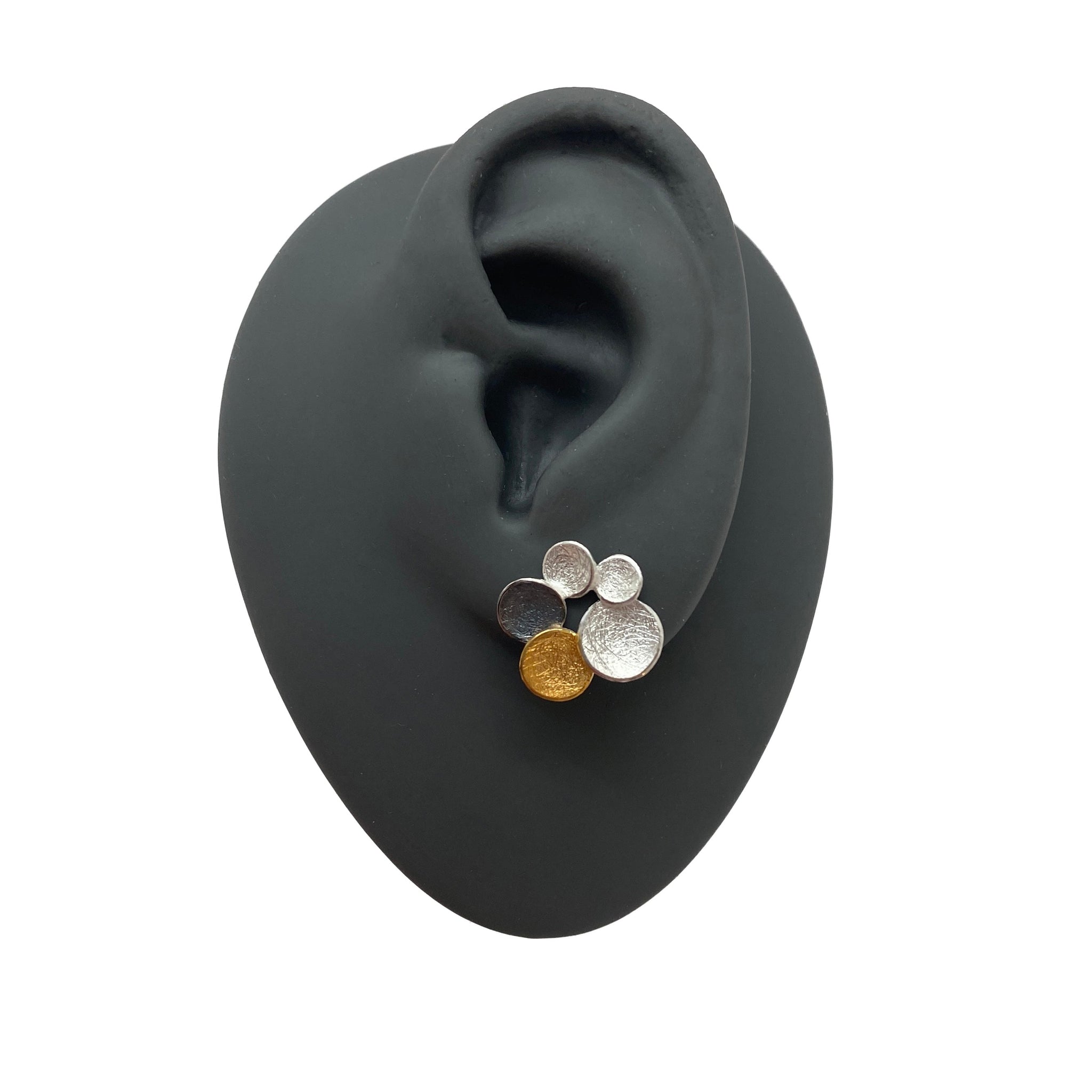 Black disc stud earrings deals