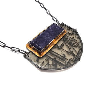 Charoite Statement Necklace-Necklaces-Danielle Cadef-Pistachios
