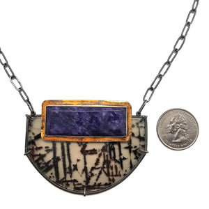 Charoite Statement Necklace-Necklaces-Danielle Cadef-Pistachios
