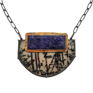 Charoite Statement Necklace-Necklaces-Danielle Cadef-Pistachios