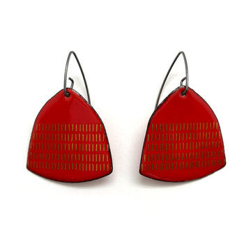 Cherry Red Enamel Earrings