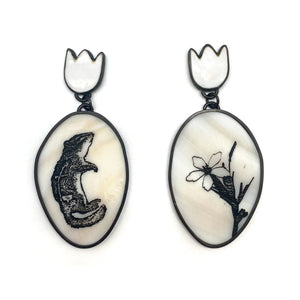 Chipmunk and Flower Earrings-Earrings-Kelly Jean Conroy-Pistachios