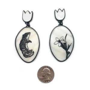 Chipmunk and Flower Earrings-Earrings-Kelly Jean Conroy-Pistachios