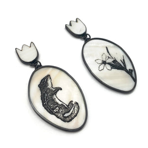 Chipmunk and Flower Earrings-Earrings-Kelly Jean Conroy-Pistachios