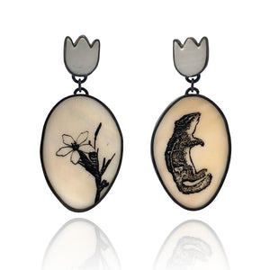 Chipmunk and Flower Earrings-Earrings-Kelly Jean Conroy-Pistachios