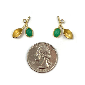 Chrysoprase and Diamond Stud Earrings-Earrings-Liaung-Chung Yen-Pistachios