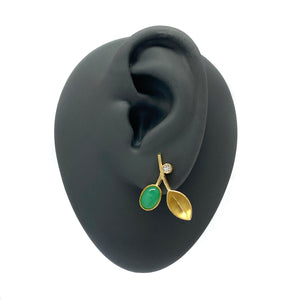 Chrysoprase and Diamond Stud Earrings-Earrings-Liaung-Chung Yen-Pistachios