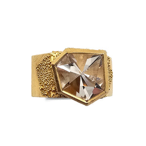 Chunky Gold Rock Crystal Ring