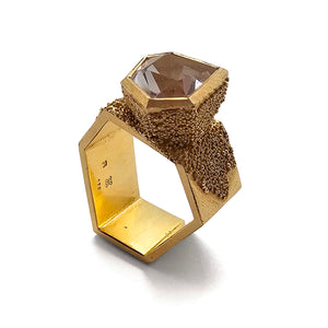 Chunky Gold Rock Crystal Ring