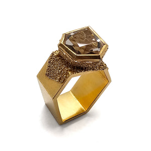 Chunky Gold Rock Crystal Ring