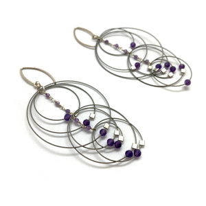Circle Amethyst Earrings-Earrings-Meghan Riley-Pistachios
