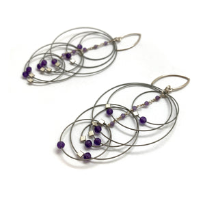 Circle Amethyst Earrings-Earrings-Meghan Riley-Pistachios