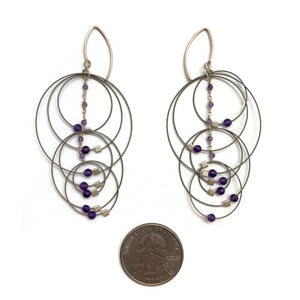 Circle Amethyst Earrings-Earrings-Meghan Riley-Pistachios