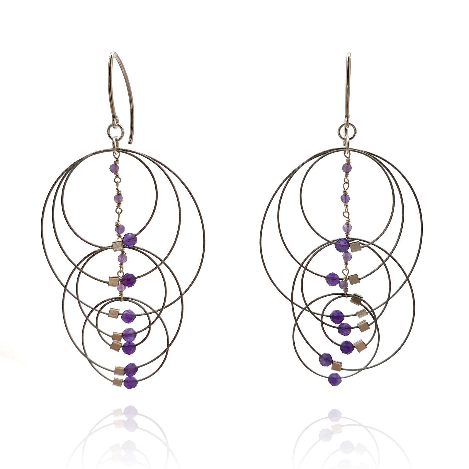 Circle Amethyst Earrings-Earrings-Meghan Riley-Pistachios