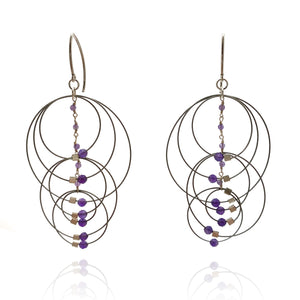 Circle Amethyst Earrings-Earrings-Meghan Riley-Pistachios