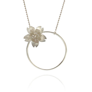 Circle Cherry Blossom Necklace-Necklaces-Huiyu Chiu-Pistachios