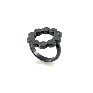Circle Dot Diamond Ring-Rings-Elisa Bongfeldt-Pistachios