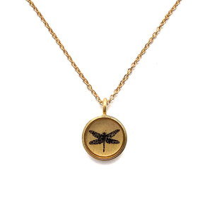 Circle Dragonfly Necklace-Necklaces-Anna Bankuti-Pistachios