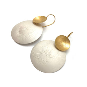 Circle Reticulated Silver and Gold Earrings-Earrings-Anna Krol-Pistachios