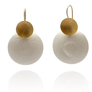 Circle Reticulated Silver and Gold Earrings-Earrings-Anna Krol-Pistachios