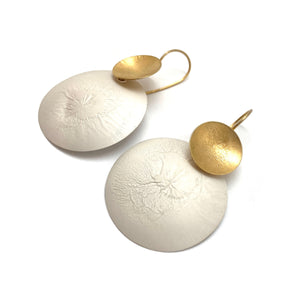 Circle Riticulated Silver and Gold Earrings-Earrings-Anna Krol-Pistachios