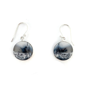 Circlular Dendritic Agate Hook Earrings-Earrings-Susanne Kern-Pistachios