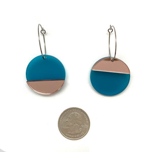 Circular Blue Mirror Earrings-Earrings-Marianne Villalobos-Pistachios