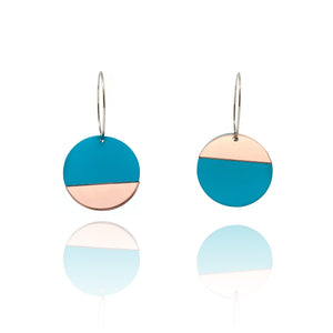 Circular Blue Mirror Earrings-Earrings-Marianne Villalobos-Pistachios