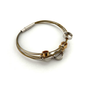 Circular Gold and Silver Steel Cable Bracelet-Bracelets-Bernd Schmid-Pistachios