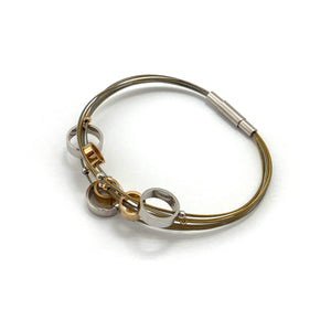 Circular Gold and Silver Steel Cable Bracelet-Bracelets-Bernd Schmid-Pistachios