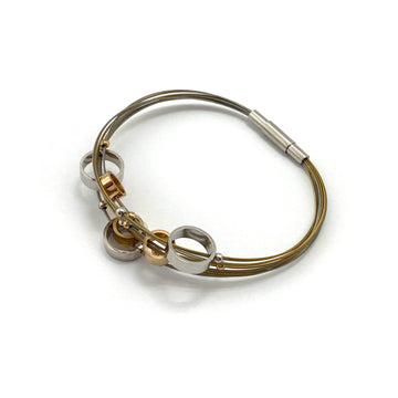 Circular Gold and Silver Steel Cable Bracelet