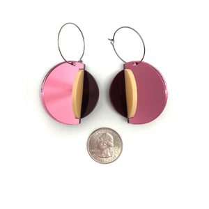 Circular Pink Mirror Earrings - Large-Earrings-Marianne Villalobos-Pistachios