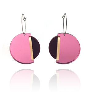 Circular Pink Mirror Earrings - Large-Earrings-Marianne Villalobos-Pistachios