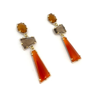 Citrine, Quartz & Carnelian Earrings-Earrings-Heather Guidero-Pistachios