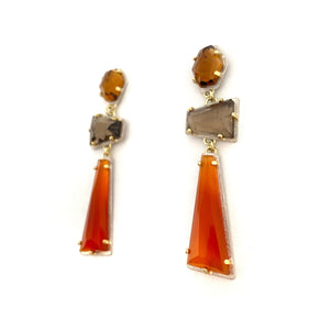 Citrine, Quartz & Carnelian Earrings-Earrings-Heather Guidero-Pistachios