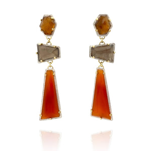 Citrine, Quartz & Carnelian Earrings-Earrings-Heather Guidero-Pistachios