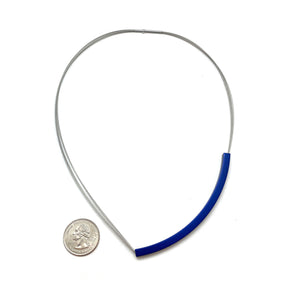 Classic Blue Anodized Aluminum V Necklace-Necklaces-Ursula Muller-Pistachios
