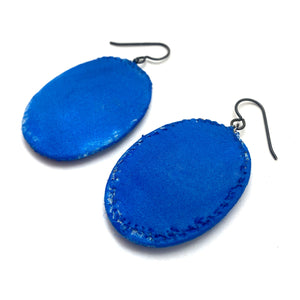 Cobalt Blue Oval Earrings-Earrings-Myung Urso-Pistachios