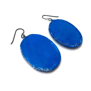 Cobalt Blue Oval Earrings-Earrings-Myung Urso-Pistachios