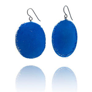 Cobalt Blue Oval Earrings-Earrings-Myung Urso-Pistachios