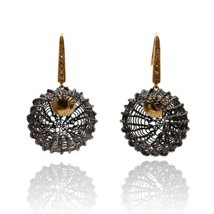 Cognac Diamond Crochet Earrings-Earrings-Sowon Joo-Pistachios