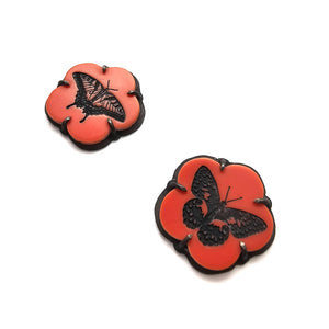Coral Butterfly Earrings-Earrings-Kelly Jean Conroy-Pistachios