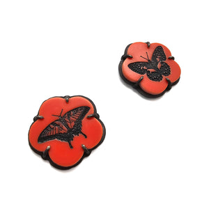 Coral Butterfly Earrings-Earrings-Kelly Jean Conroy-Pistachios