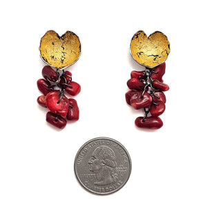 Coral & Gold Earrings-Earrings-So Young Park-Pistachios