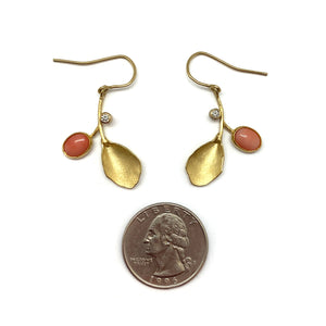Coral and Diamond Dangle Earrings-Earrings-Liaung-Chung Yen-Pistachios